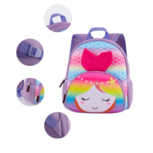 KK CRAFTS Preschool Backpack Toddler Neoprene Animal Schoolbag Lunch backpack for Kids Boys Girls(Colorful Mermaid) - Image 3