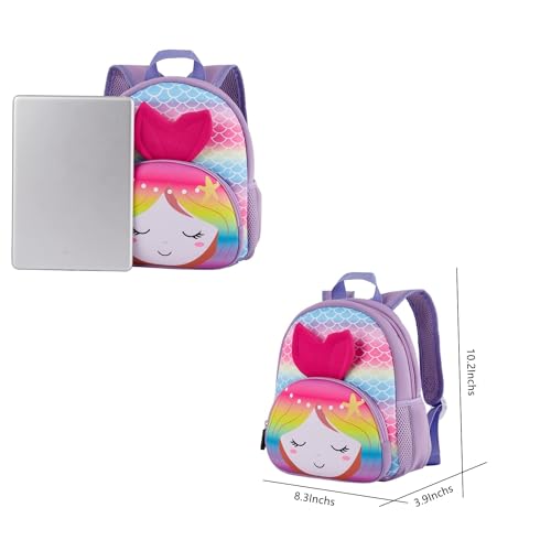 KK CRAFTS Preschool Backpack Toddler Neoprene Animal Schoolbag Lunch backpack for Kids Boys Girls(Colorful Mermaid) - Image 4