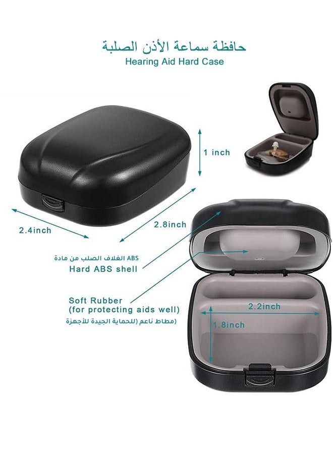 Tingoton Hearing Aid Hard Case Pocket Size with Cleaning Cloth Brush Tools for Sound Amplifier(Black)  - Image 2