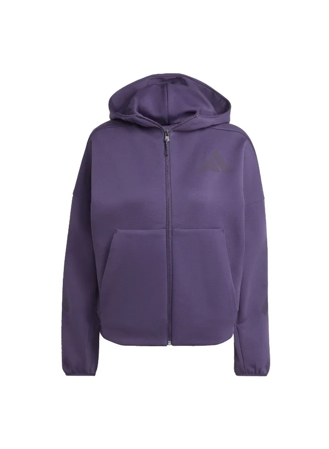 adidas Adidas W Z.N.E. Fz Purple Hooded Track Top Track Tops For Women
