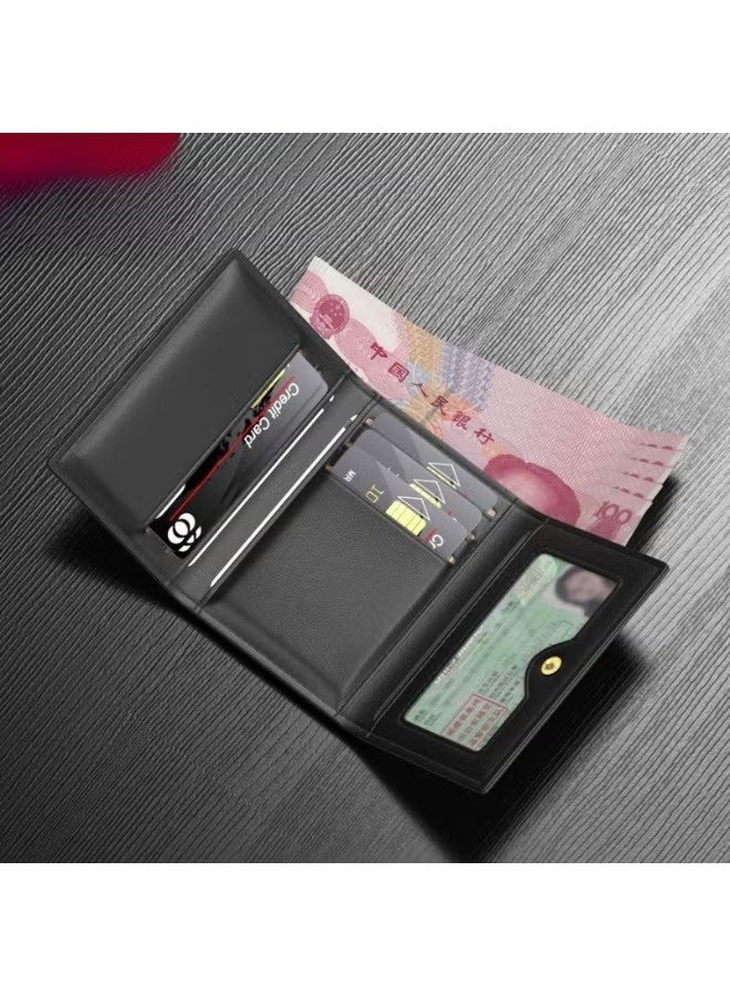 PU Leather Trifold Wallet for Men - RFID Wallets Slim 7 Credit Card Holder 1 ID Compartment - Image 2