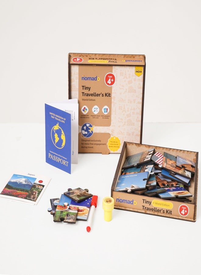 نومادو  لعبة تركيب الصور المغناطيسية من نومادو للأطفال من عمر 4 سنوات فما فوق | لوحة رسم، جواز سفر وطابع لعب | ألعاب ذاكرة | علم الخرائط | لعبة مواهب | وجهات عالمية، حيوانات وطنية، وأطعمة شهيرة - Image 1