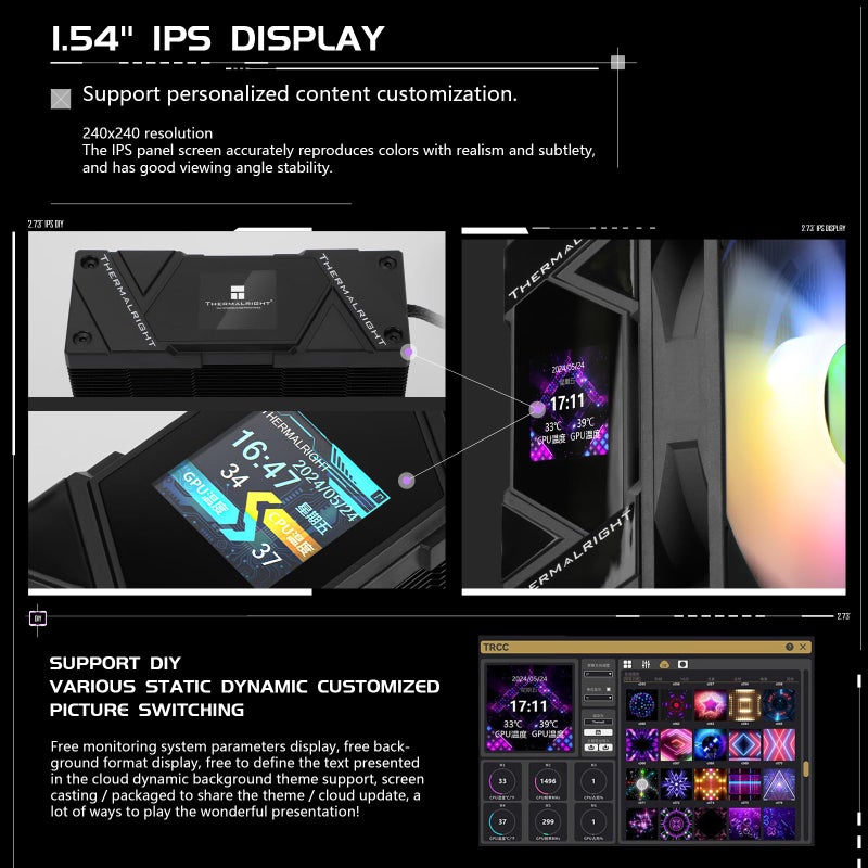 Thermalright Assassin Spirit 120 Vision Black ARGB CPU Air Cooler with 1.54in IPS Display, 120mm PWM Fan, Support Intel lga1700/1150/1151/1200/1851, AMD AM4/AM5 - Image 2