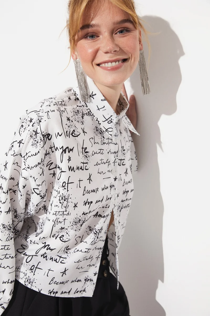 جون Text Patterned Shirt