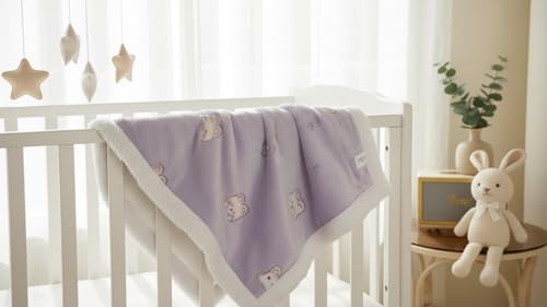 Butterthief Cozy Super Soft Warm Double Layered Sherpa Swaddle Blanket for Newborn Babies All Seasons Wrapper Sheet for Infant Baby Boys & Girls (70x100 cm, 0-2 Years) (Purple) - Image 4