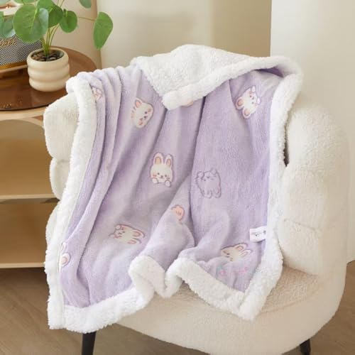 Butterthief Cozy Super Soft Warm Double Layered Sherpa Swaddle Blanket for Newborn Babies All Seasons Wrapper Sheet for Infant Baby Boys & Girls (70x100 cm, 0-2 Years) (Purple) - Image 1