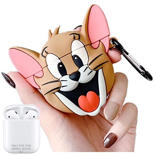 EMOH ROCED Apple Airpods Case Cover for 1St&2Nd Generation Protective Shock Proof Case Cover Compatible with Airpods 2&1 with Keychain (Jerry), Brown - Image 1