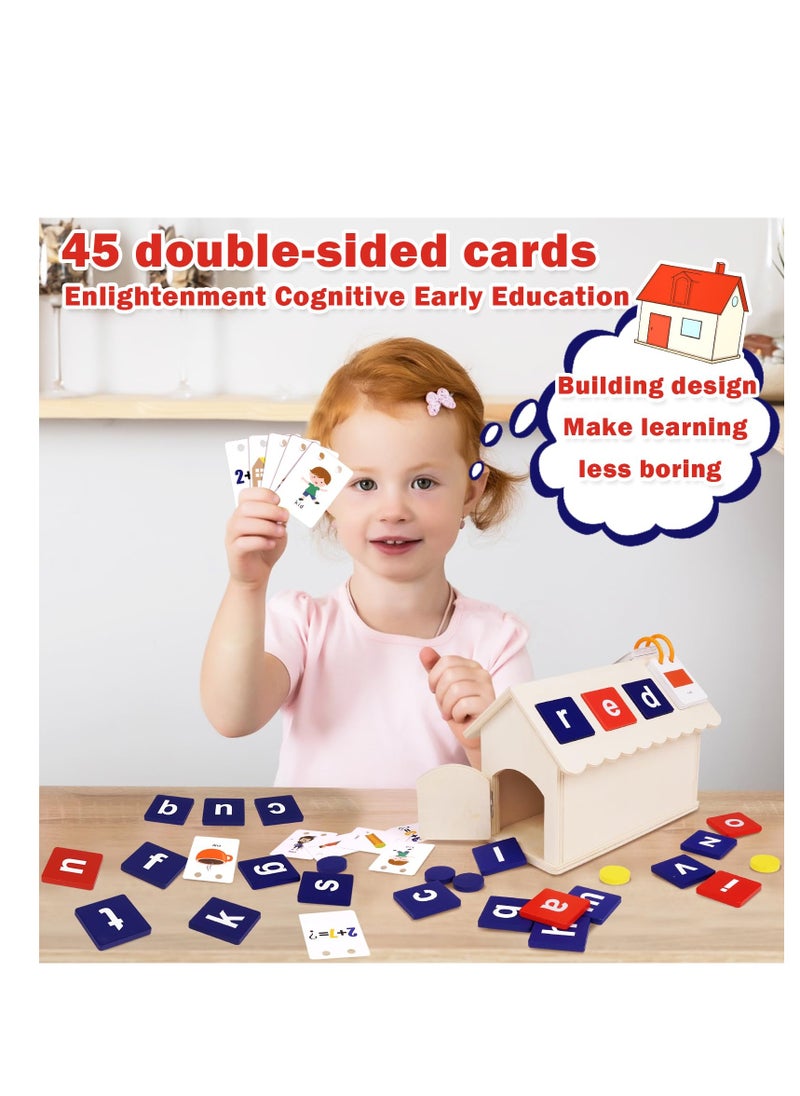 Excefore Wooden CVC Word Spelling Games, Alphabet Puzzle Reading Blocks Toy, Addition and Subtraction Montessori Toys, Matching Letters Spelling Games, Gift for Preschool Kindergarten  - Image 3