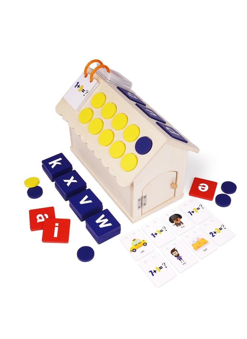 Excefore Wooden CVC Word Spelling Games, Alphabet Puzzle Reading Blocks Toy, Addition and Subtraction Montessori Toys, Matching Letters Spelling Games, Gift for Preschool Kindergarten  - Image 1