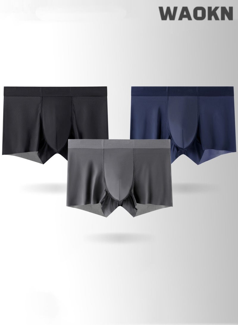 WAOKN 3 Pack of Briefs New Skin friendly Soft Men Underwear briefs Breathable and Comfortable Fashion Anti-Chafing  Ice Silk Refreshing Silky Lightweight Breathable Seamless Youth for Men Summer - Image 3