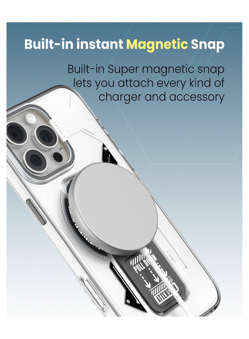 Moxedo Magnetic Protective Case Scratch Resistant Drop Protection with Built-in Extendable Grip Stand Compatible for iPhone 16 Pro Max 6.9 inch - Grey - Image 2