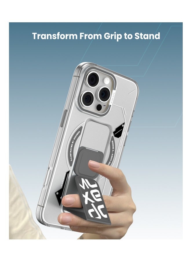 Moxedo Magnetic Protective Case Scratch Resistant Drop Protection with Built-in Extendable Grip Stand Compatible for iPhone 16 Pro Max 6.9 inch - Grey - Image 4
