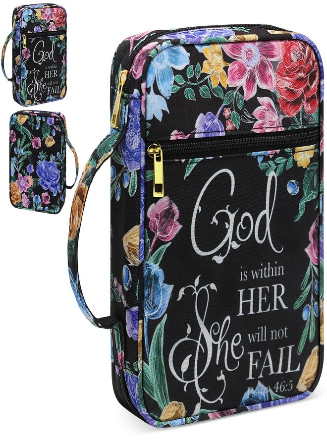 GUEER Bible Cover for Women, Bible Holder, Bible Cover Carrier Carrying Organizer Bag, God is Within Her She Will Not Fall, Zipper and Pockets for Standard Size Bible, Gift for Women（Chalk Drawing） - Image 1