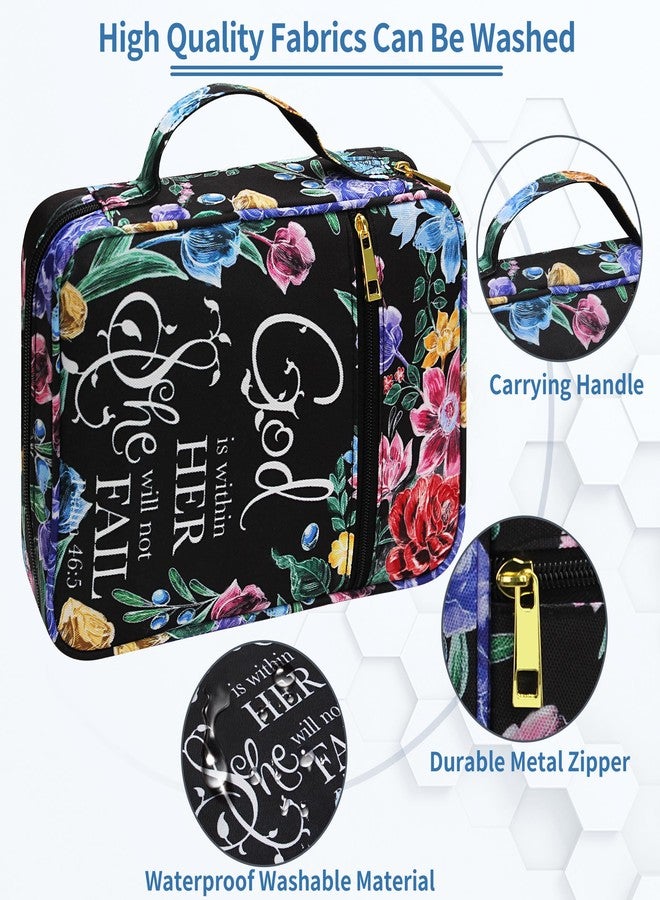 GUEER Bible Cover for Women, Bible Holder, Bible Cover Carrier Carrying Organizer Bag, God is Within Her She Will Not Fall, Zipper and Pockets for Standard Size Bible, Gift for Women（Chalk Drawing） - Image 5