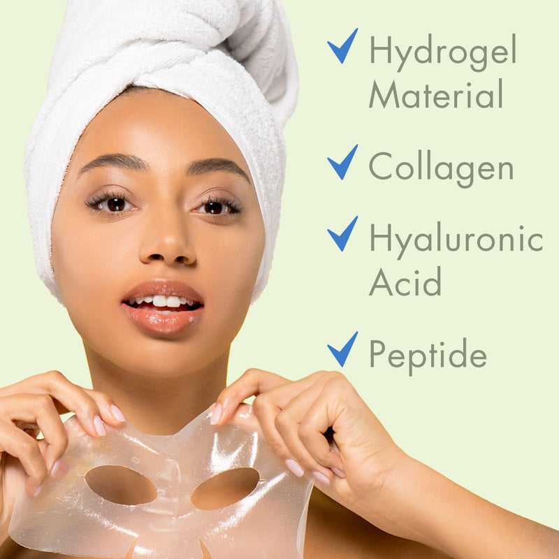 Ebanel 10 Pack Hydrogel Collagen Face Mask with Hyaluronic Acid, Vitamin C, Peptide, Aloe, Instant Brightening Hydrating Face Masks Skincare Korean Sheet Mask, Skin Firming, Lifting Anti Aging Masks - Image 2