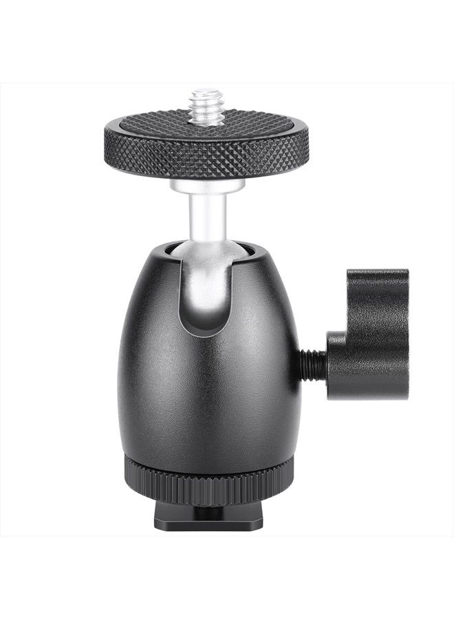 Neewer Mini Ball Head 1/4 inch Screw with Lock and Hot Shoe Mount Adapter Compatible with LED Light,Ring Light,Load Up to 4.4 pounds/2 kilograms - Image 1