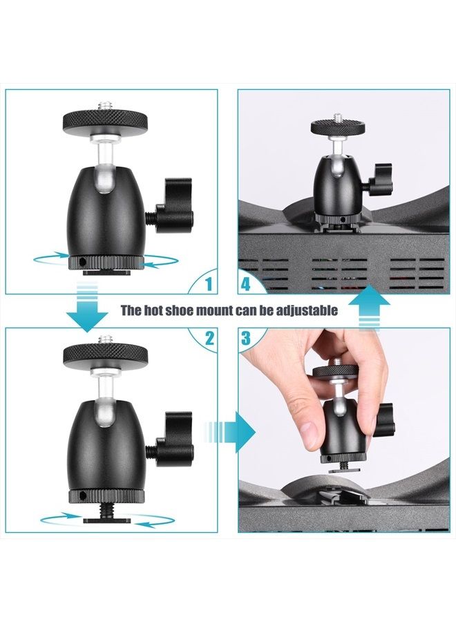 Neewer Mini Ball Head 1/4 inch Screw with Lock and Hot Shoe Mount Adapter Compatible with LED Light,Ring Light,Load Up to 4.4 pounds/2 kilograms - Image 4