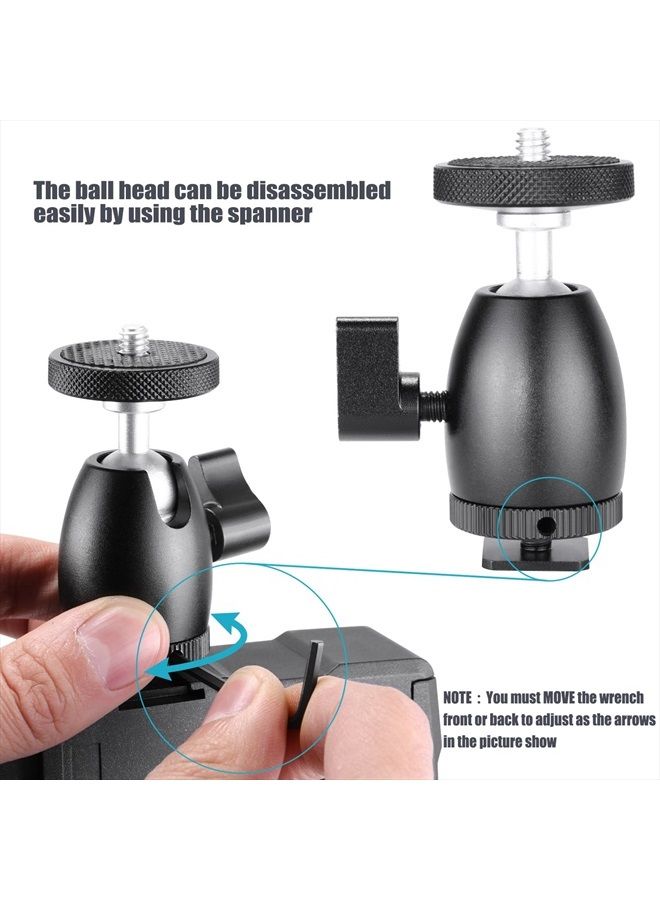 Neewer Mini Ball Head 1/4 inch Screw with Lock and Hot Shoe Mount Adapter Compatible with LED Light,Ring Light,Load Up to 4.4 pounds/2 kilograms - Image 5