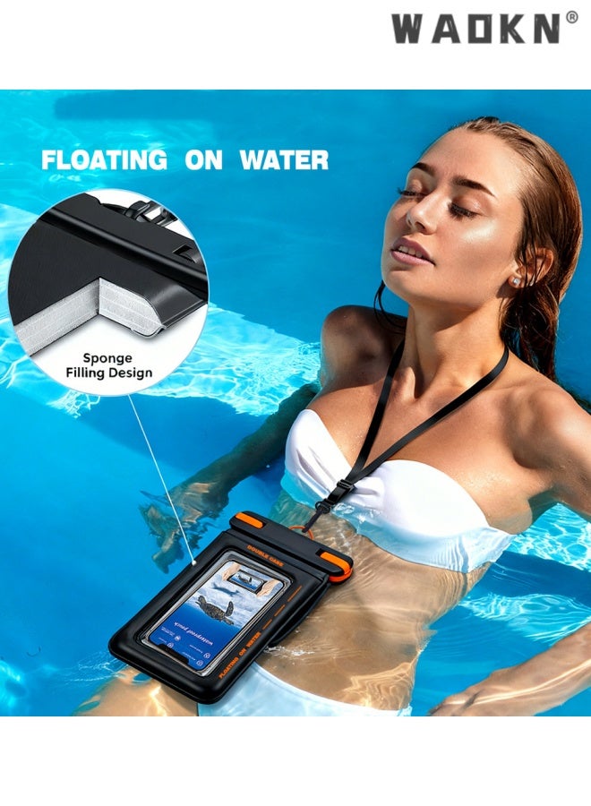 WAOKN Floating Waterproof Phone Pouch , IPX8 Waterproof Phone Case Dry Bag Kayak , Beach Cruise Travel Essentials , Water Proof Pouch suitable for iPhone 17 16 15 Pro Max , Samsung S25 Ultra S24-7" , black . - Image 3