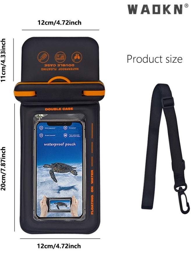 WAOKN Floating Waterproof Phone Pouch , IPX8 Waterproof Phone Case Dry Bag Kayak , Beach Cruise Travel Essentials , Water Proof Pouch suitable for iPhone 17 16 15 Pro Max , Samsung S25 Ultra S24-7" , black . - Image 2