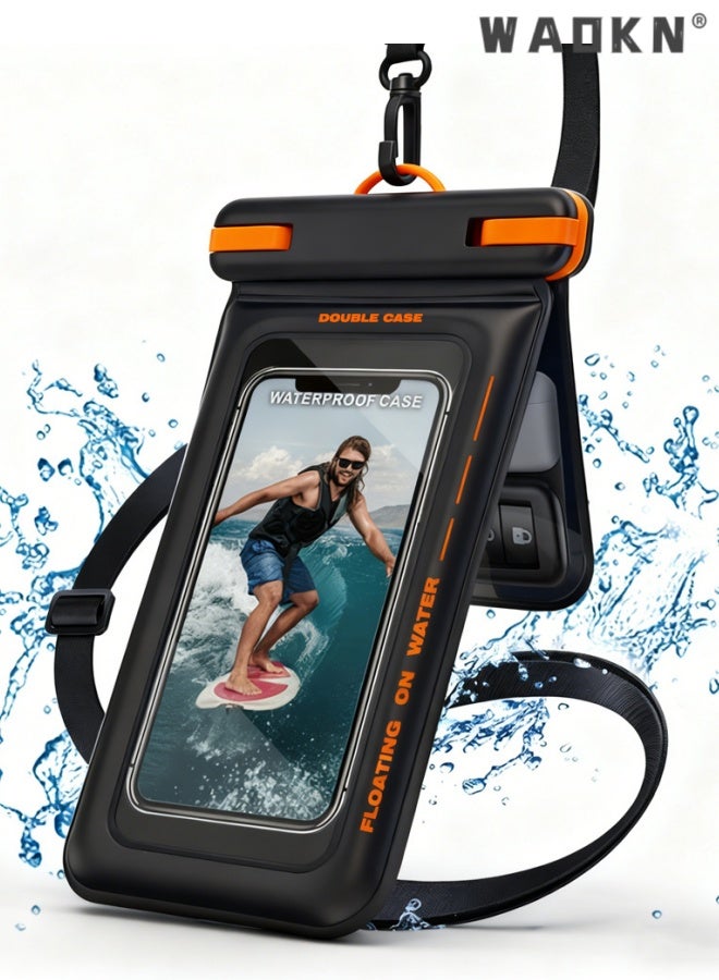 WAOKN Floating Waterproof Phone Pouch , IPX8 Waterproof Phone Case Dry Bag Kayak , Beach Cruise Travel Essentials , Water Proof Pouch suitable for iPhone 17 16 15 Pro Max , Samsung S25 Ultra S24-7" , black . - Image 5