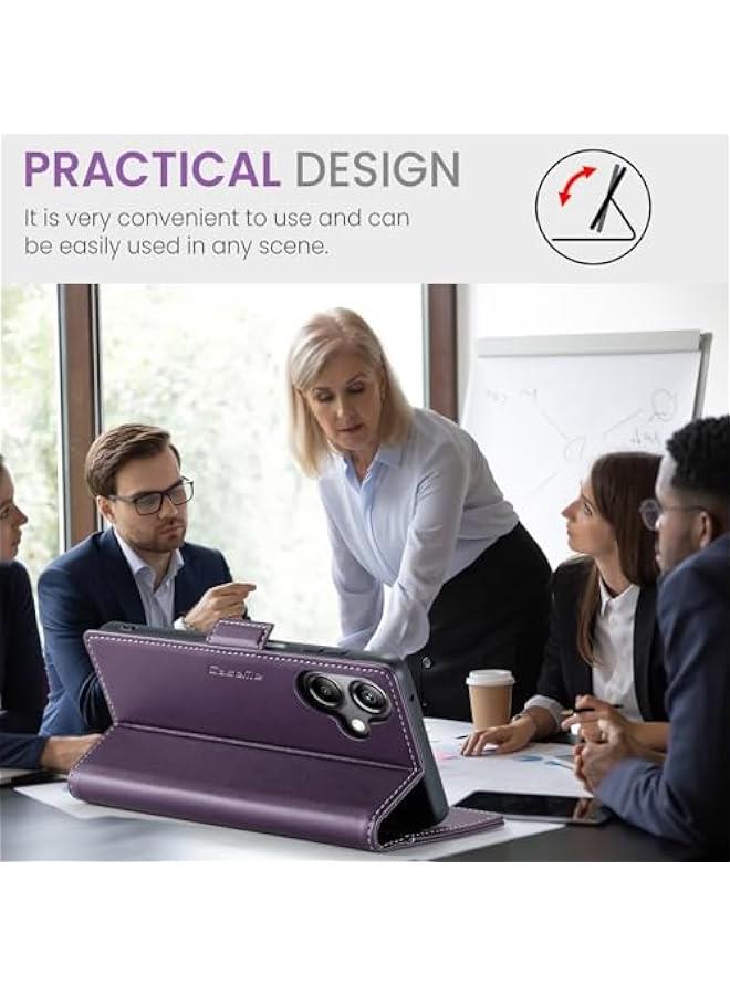 Magnetic Leather Wallet Flip Case for Samsung Galaxy A06 with Card Holder and RFID Blocking, Slim Shockproof Anti-Scratch Cover with Magnetic Clasp - Durable Protection for Your Phone! - Image 2