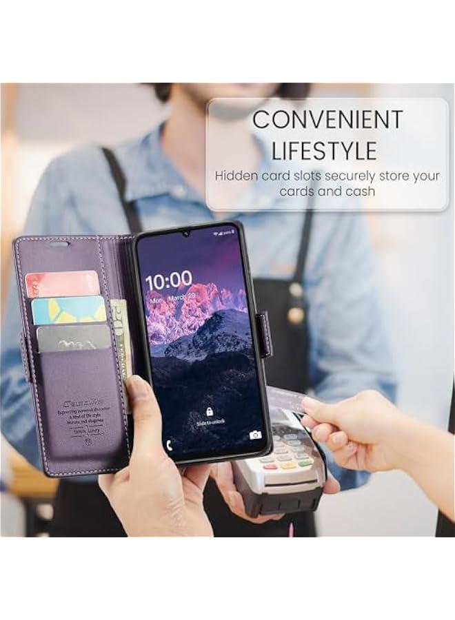 Magnetic Leather Wallet Flip Case for Samsung Galaxy A06 with Card Holder and RFID Blocking, Slim Shockproof Anti-Scratch Cover with Magnetic Clasp - Durable Protection for Your Phone! - Image 3