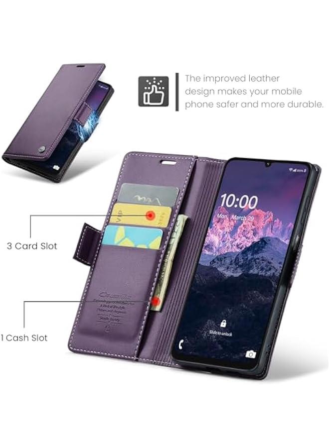 Magnetic Leather Wallet Flip Case for Samsung Galaxy A06 with Card Holder and RFID Blocking, Slim Shockproof Anti-Scratch Cover with Magnetic Clasp - Durable Protection for Your Phone! - Image 5
