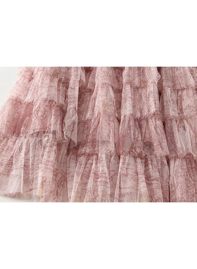 Femiserah Women's Long Rainbow A Line Tulle Tutu Skirts Tiered Skirt Petticoat（One Size, Pink - Image 5