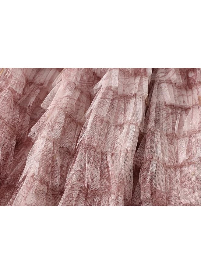 Femiserah Women's Long Rainbow A Line Tulle Tutu Skirts Tiered Skirt Petticoat（One Size, Pink - Image 2