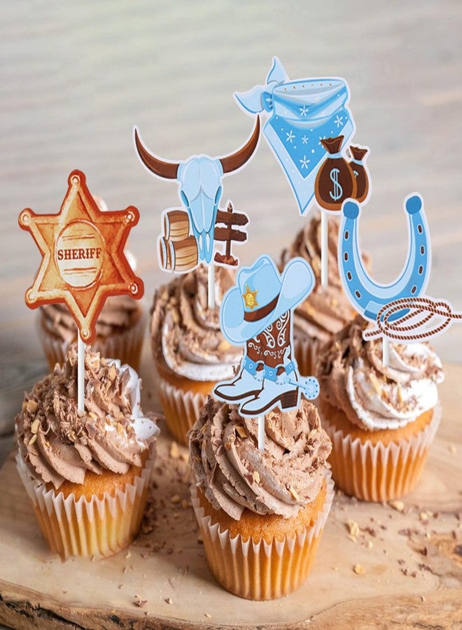 CORNER LACE Cowboy Baby Shower Ball Cake Decorations, Blue Brown Color Theme Cowboy Boots Hats Cake Figurines 28Pieces, Party Cake Toppers Decor Supplies Favors - Image 4