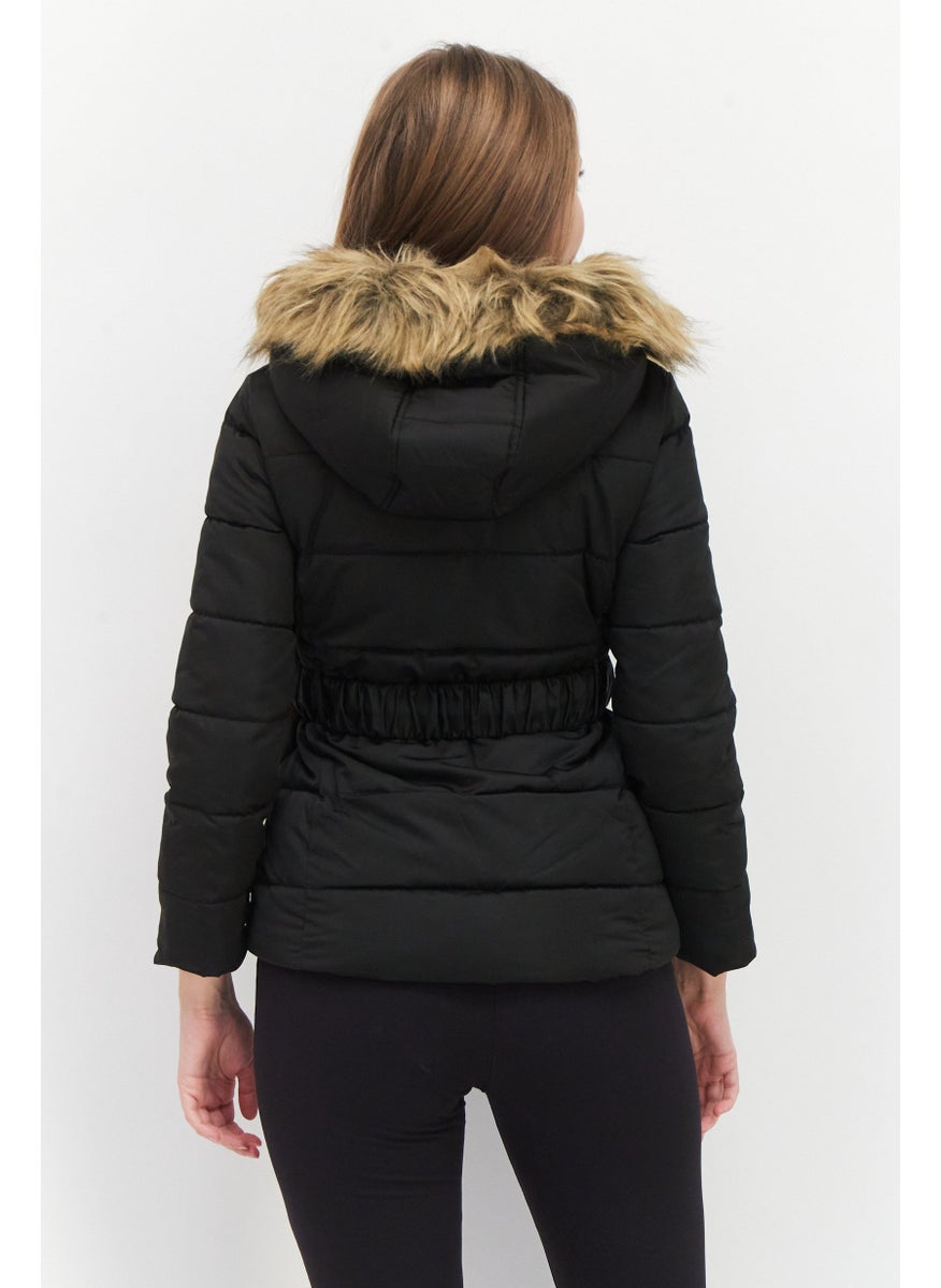 Don't Call Me Jennyfer - Women Hooded Long Sleeve Solid Jacket, Black - Image 1