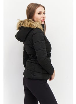 Don't Call Me Jennyfer Women Hooded Long Sleeve Solid Jacket, Black  - Image 3