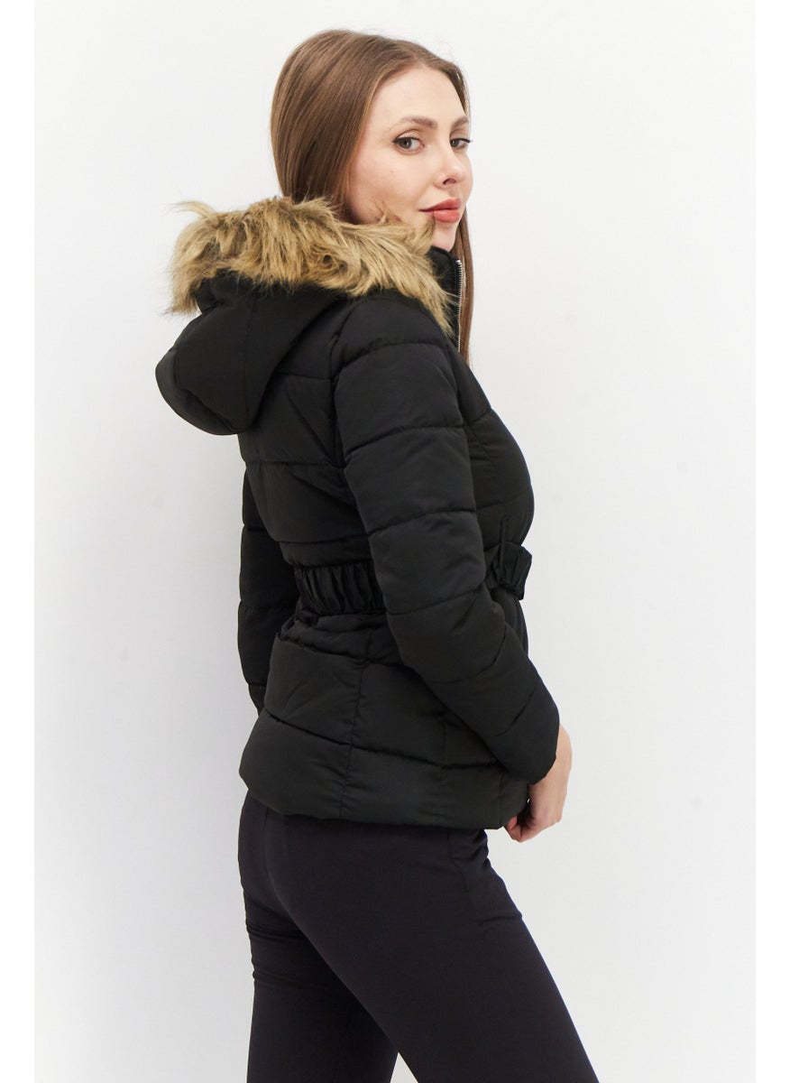 Don't Call Me Jennyfer - Women Hooded Long Sleeve Solid Jacket, Black - Image 1