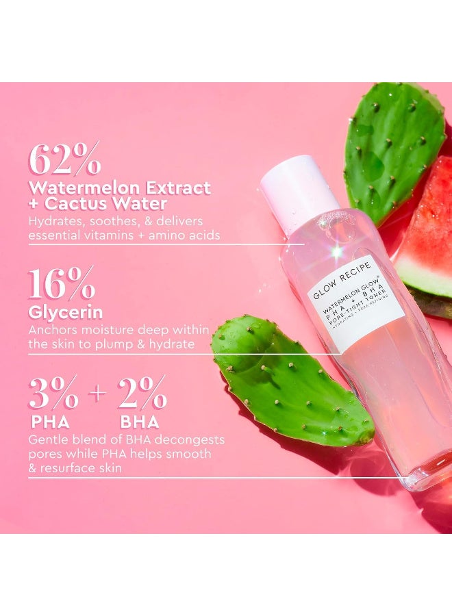 GLOW RECIPE Watermelon Glow Icons Skin Care Gift Set, Niacinamide Dew Drops Facial Serum, Pore Minimizer Toner with PHA & BHA & Hyaluronic Acid, Pink Face Moisturizer - Image 4