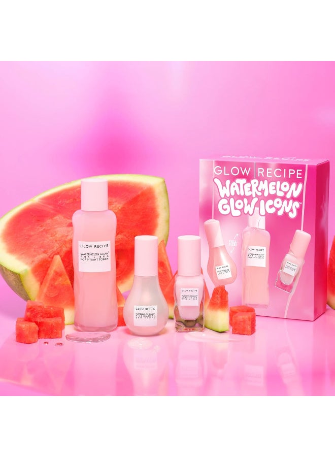 GLOW RECIPE Watermelon Glow Icons Skin Care Gift Set, Niacinamide Dew Drops Facial Serum, Pore Minimizer Toner with PHA & BHA & Hyaluronic Acid, Pink Face Moisturizer - Image 5