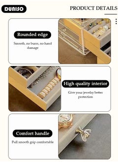 DUNISO Multi-function Jewelry Organizer Box with Tissue Box, 3 Drawers Clear Anti-oxidation Jewelry Boxes with Lipstick Makeup Brush Tray Top, Detachable Velvet Jewelry Display Case for Earring, Bangle, Bracelet, Necklace and Cosmetic  - Image 5