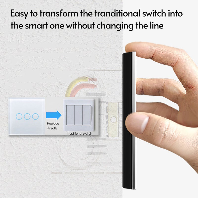 Wi-Fi Smart Switch Light Switch Voice Control, Remote Control, RF433, Touch Control Compatible with Google Home Schedule, Timer, Countdown No Neutral& Hub Required - Image 2