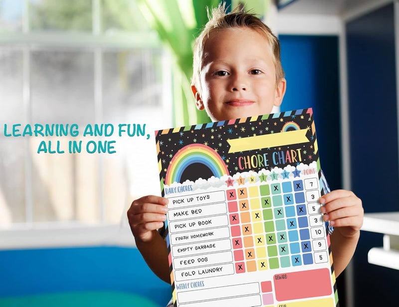 Inkdotpot Magnetic Dry Erase Weekly/Daily Chore Chart for Kids - Schedule Board, Reward & Good Behavior Chart With 2 Markers (Stars & Rainbow) - Image 5