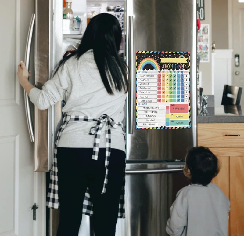 Inkdotpot Magnetic Dry Erase Weekly/Daily Chore Chart for Kids - Schedule Board, Reward & Good Behavior Chart With 2 Markers (Stars & Rainbow) - Image 2