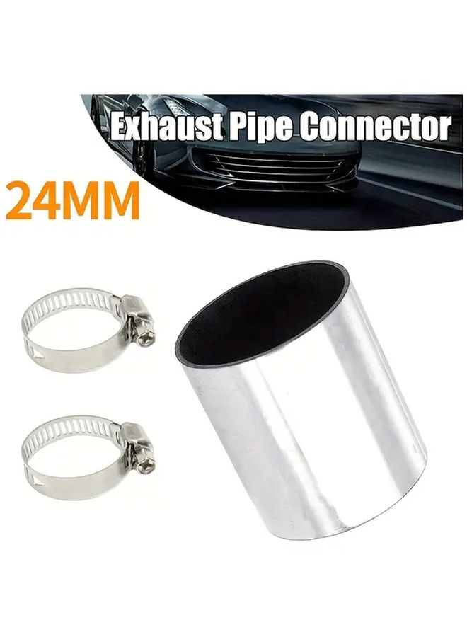 1 Set 24mm Stainless Steel Diesel Heater Exhaust Pipe Connector Kit With Clamps Heavy Duty Gas Vent Hose Fit For Truck And Vehicle Heating System - Image 1