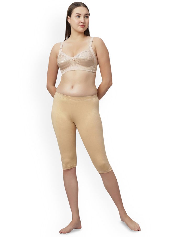 Red Rose RedRose Women's Beige Solid Mid-Rise Cycling Sports Shorts - Image 1