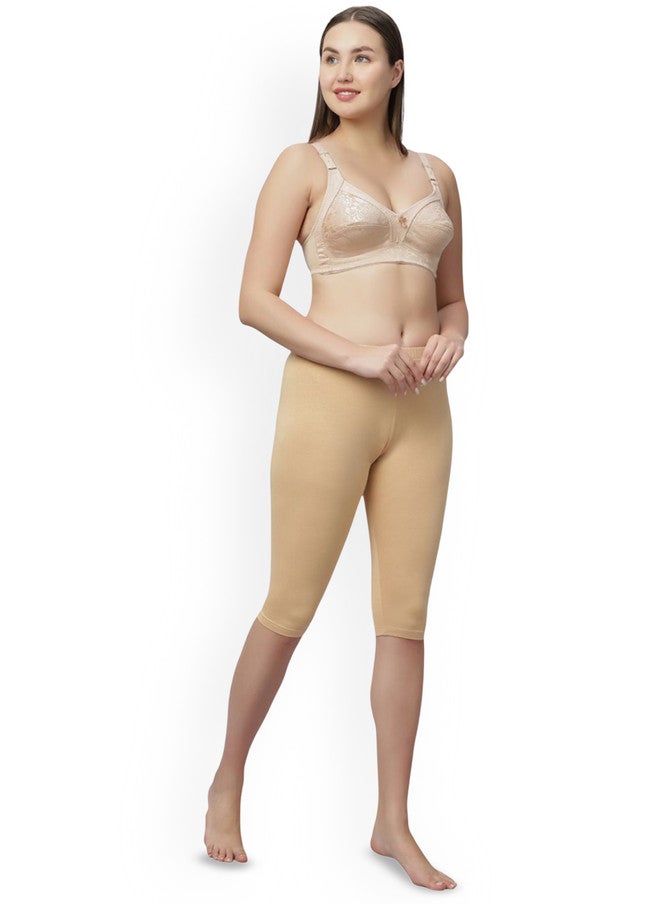 Red Rose RedRose Women's Beige Solid Mid-Rise Cycling Sports Shorts - Image 2