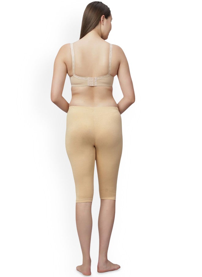 Red Rose RedRose Women's Beige Solid Mid-Rise Cycling Sports Shorts - Image 4