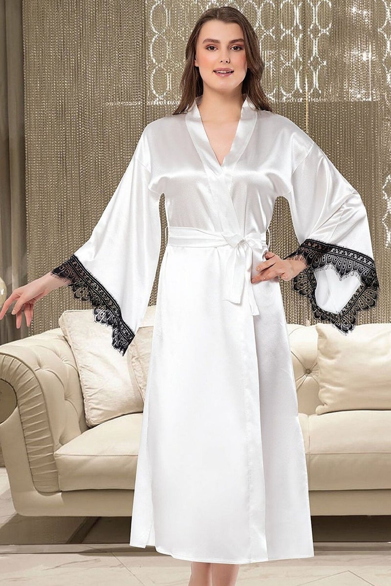 Faal Active 5902 Satin Kimono-White - Image 3
