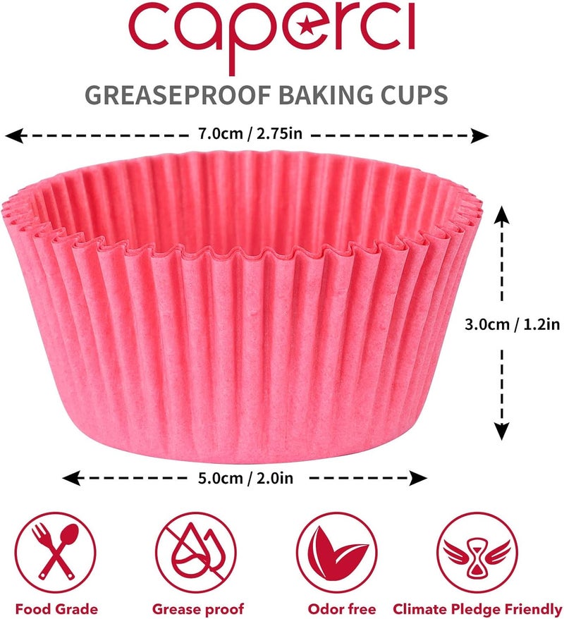 Caperci Standard Pink Cupcake Muffin Liners 500-Count, No Smell, Food Grade & Grease-Proof Paper Baking Cups (Pink) - Image 4