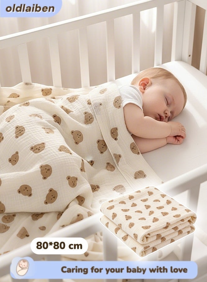 oldlaiben Double Layer Muslin Baby Blanket Newborn Receive Blanket Cotton Swaddling Wrap Stroller Cover Bedding Baby Items Baby Swaddle Blanket Unisex Swaddles Wrap Soft Silky Muslin Neutral Receiving Blankets - Image 1