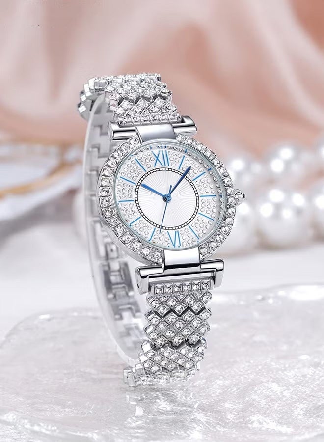 NIBOSI Women's Bracelet Strap Quartz Watch Analog Display Round Dial Watch with Full Rhinestone Decoration Waterproof Elegant Gift for Ladies - Image 1