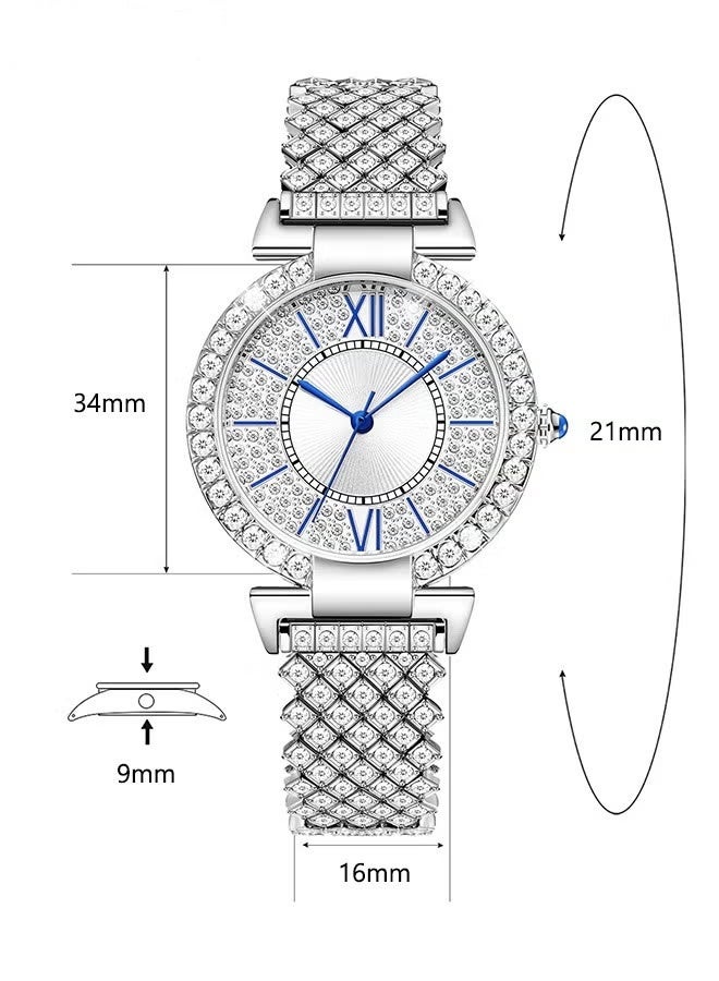 NIBOSI Women's Bracelet Strap Quartz Watch Analog Display Round Dial Watch with Full Rhinestone Decoration Waterproof Elegant Gift for Ladies - Image 3