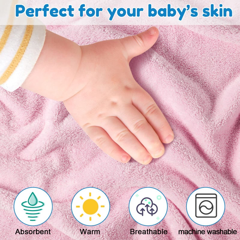 Lounsweer 6 Pieces Baby Bath Towels 30 x 30 Inch Hooded Toddler Towel Bath Blanket Absorbent Coral Fleece Hooded for Toddler Infant Newborn Shower Gift Supplies(Multicolor) - Image 3
